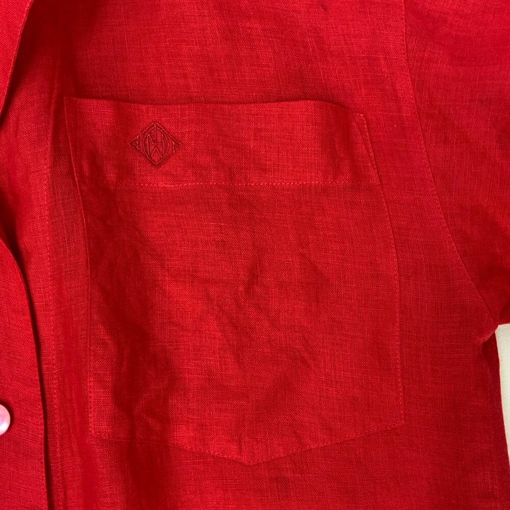 Vintage 90s Ann Taylor 100% Linen Red Button Up Shirt Small - Picture 13 of 16